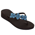 Load image into Gallery viewer, 3 Flower Turquoise Sandals
