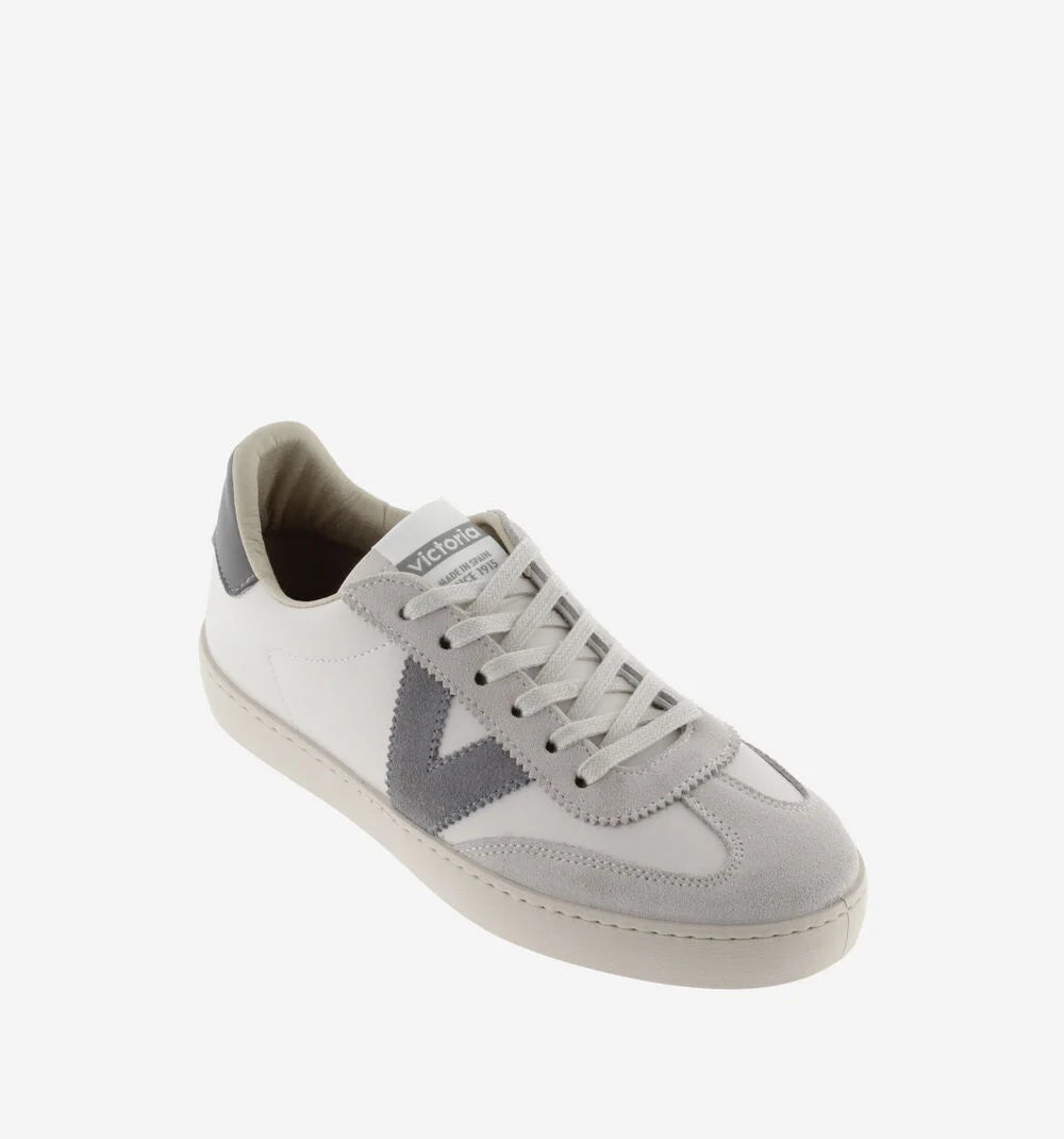 Berlin Faux Leather Split Trainer Gris