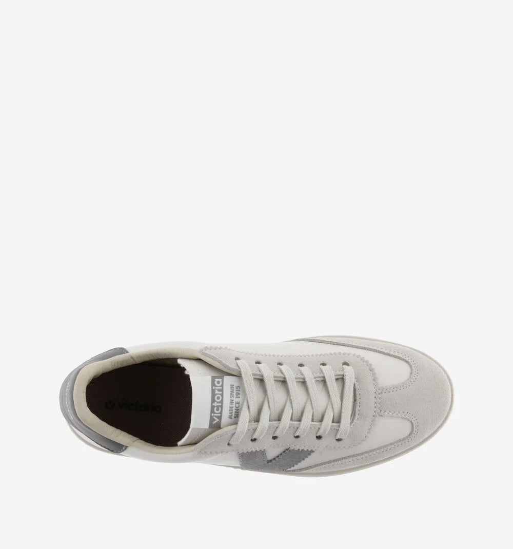 Berlin Faux Leather Split Trainer Gris