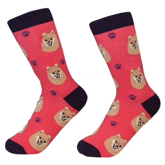 Pomeranian Socks - Unisex - Fun Novelty Crew Dog Socks