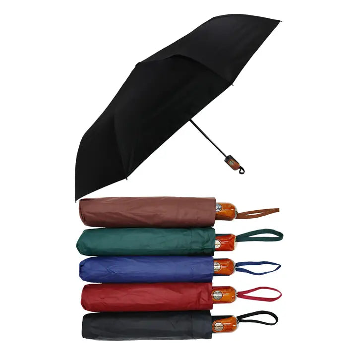 Monochrome Auto Open-Fold Compact Umbrella