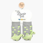 Load image into Gallery viewer, Green Dinosaur Boogie Toes Rattle Socks
