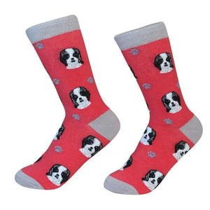 Shih Tzu Black and White Socks - Unisex - Fun Novelty Socks