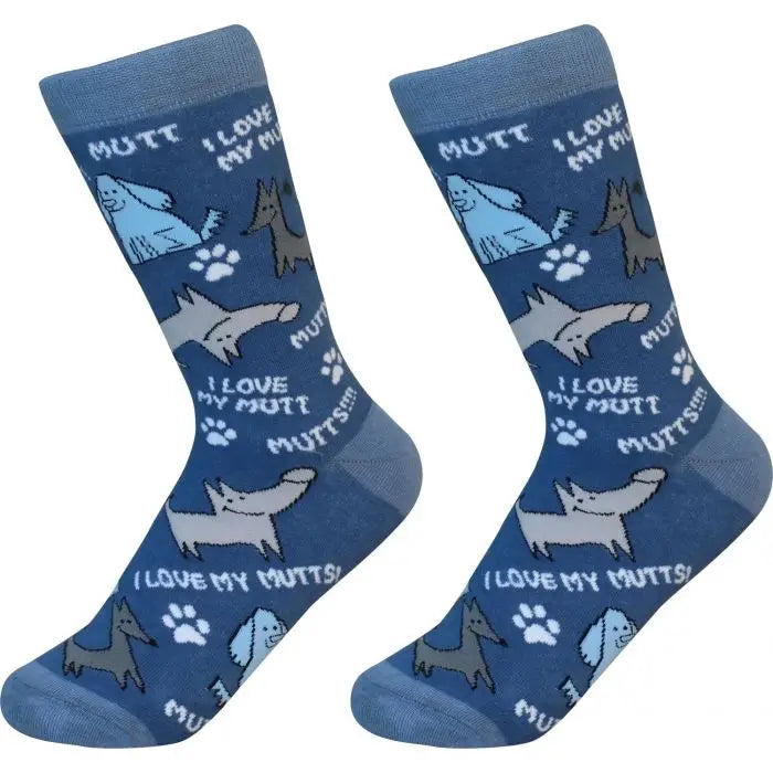 I Love My Mutt Socks - Unisex - Fun Novelty Dog Socks