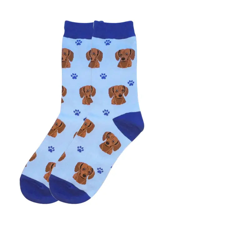 Red Dachshund Socks - Unisex - Fun Novelty Crew Dog Socks