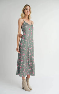 Hostess V Neck Slip Maxi Dress