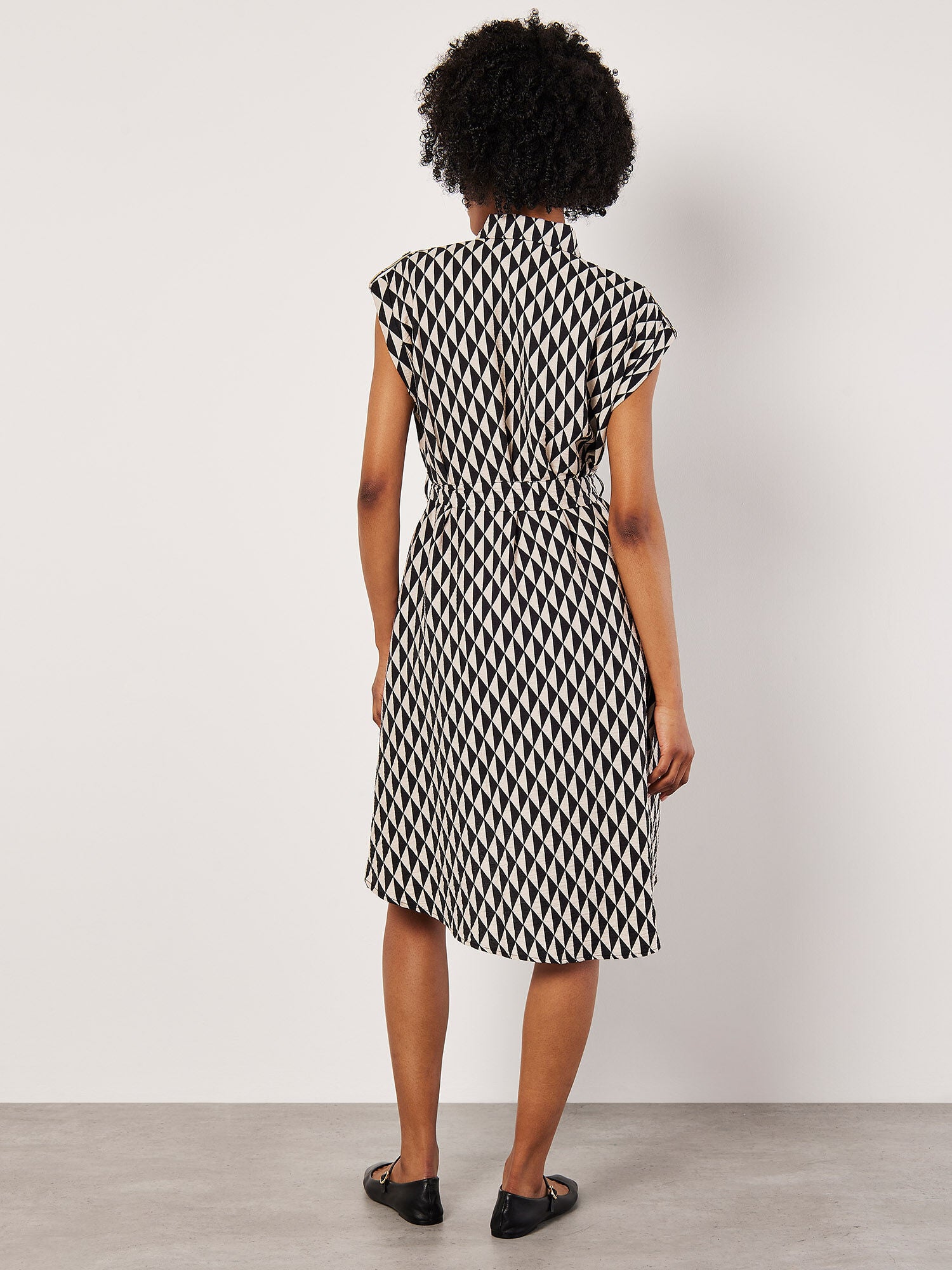 Geo Print Shirt Midi Dress