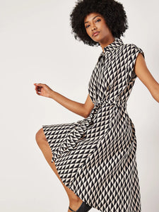 Geo Print Shirt Midi Dress