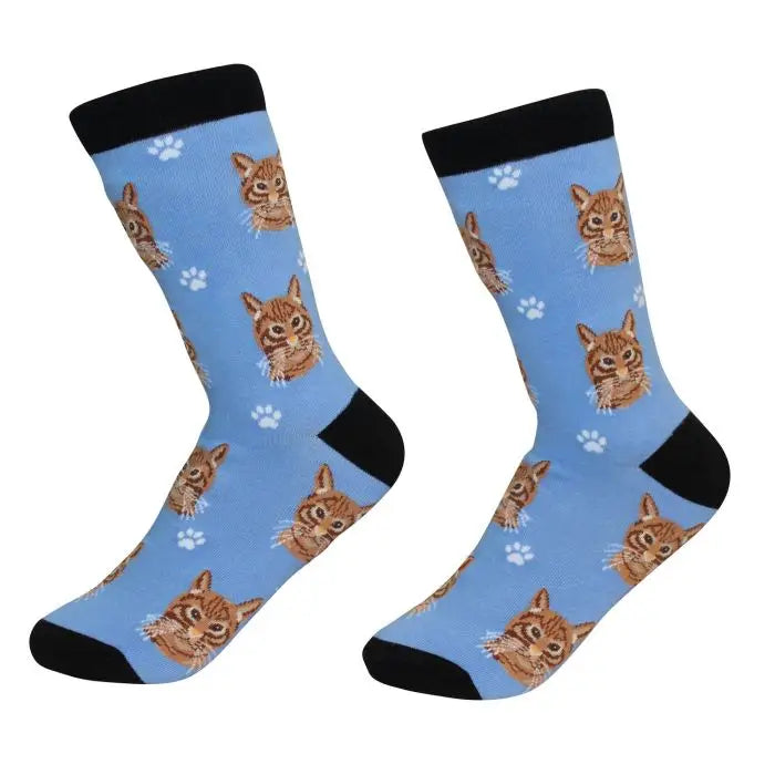 Orange Tabby Cat Socks - Unisex - Fun Novelty Crew Socks