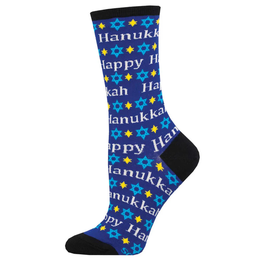 Happy Hanukkah Womens Cotton Crew Socks