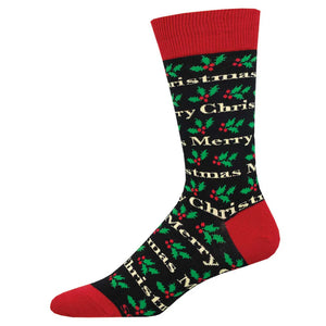 Men's Merry Christmas Cotton Crew Socks