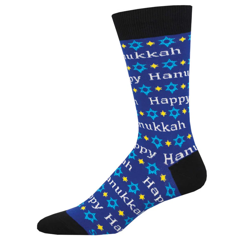 Happy Hanukkah Mens Cotton Crew Socks