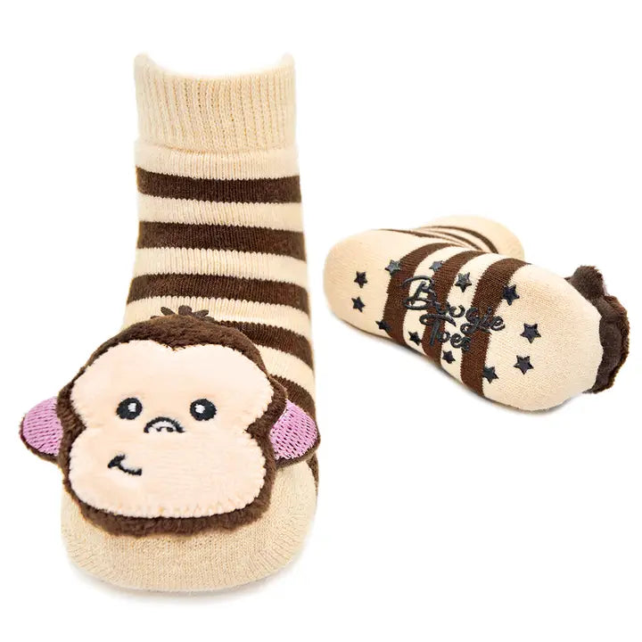 Monkey Boy Boogie Toes Rattle Toddler Socks