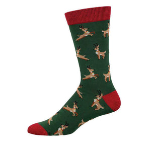 Men's Leaping Reindeer Bamboo Socks