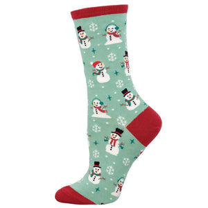 Women's Winter Snowman Cotton Crew Socks