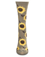 Load image into Gallery viewer, Majestic Sunflower Bamboo Blend Crew Socks: Olive / 9-11
