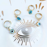 Load image into Gallery viewer, Huggie Glass Evil Eye Earrings
