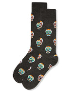 Load image into Gallery viewer, Men&#39;s Mustachioed Sugar Skull Bamboo Crew Socks
