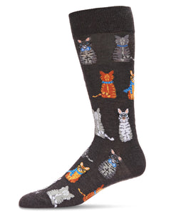 Men's Cats Bamboo Crew Socks