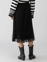 Load image into Gallery viewer, Tulle Pleated Midi Skirt Black
