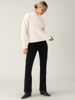 Load image into Gallery viewer, Cable Mock Neck Sweater Light Almond
