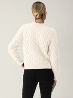 Load image into Gallery viewer, Cable Mock Neck Sweater Light Almond
