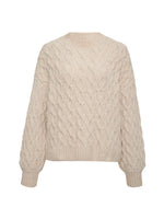 Load image into Gallery viewer, Cable Mock Neck Sweater Light Almond
