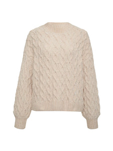 Cable Mock Neck Sweater Light Almond