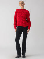 Load image into Gallery viewer, Cable Mock Neck Sweater Light Almond
