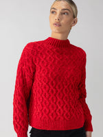 Load image into Gallery viewer, Cable Mock Neck Sweater Light Almond
