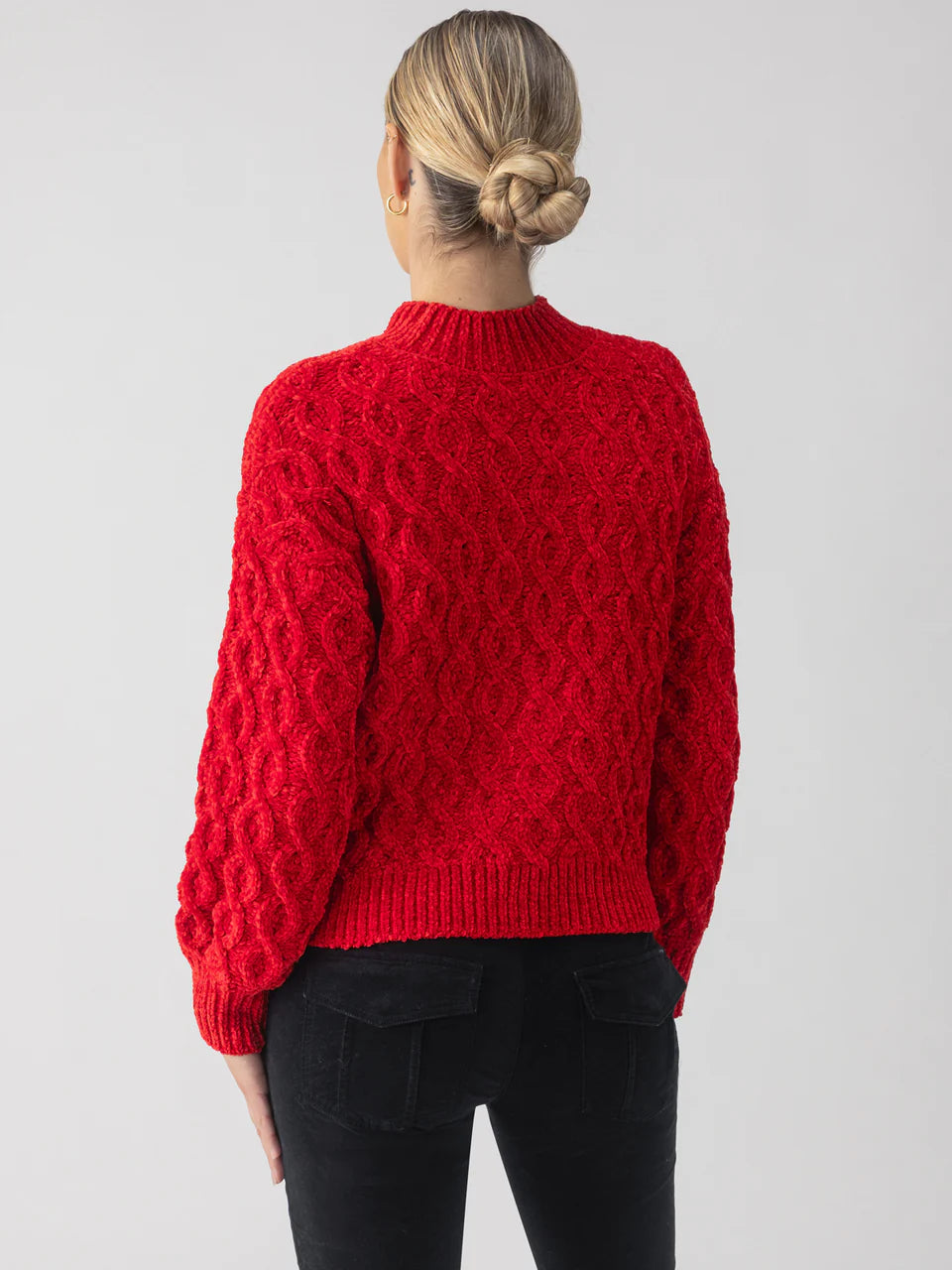 Cable Mock Neck Sweater Light Almond