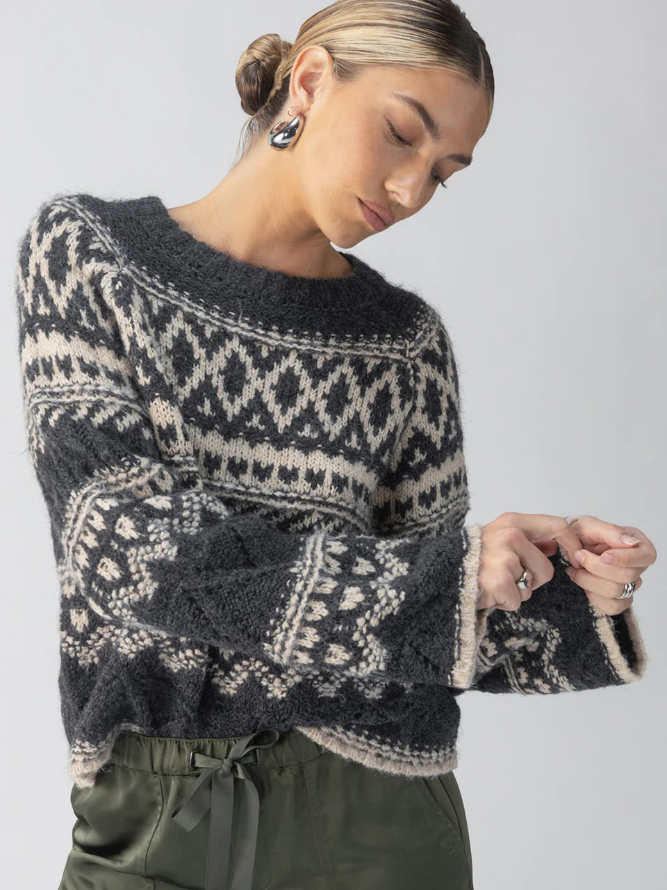 Fairisle Crew Neck Sweater Heather Ash Multi