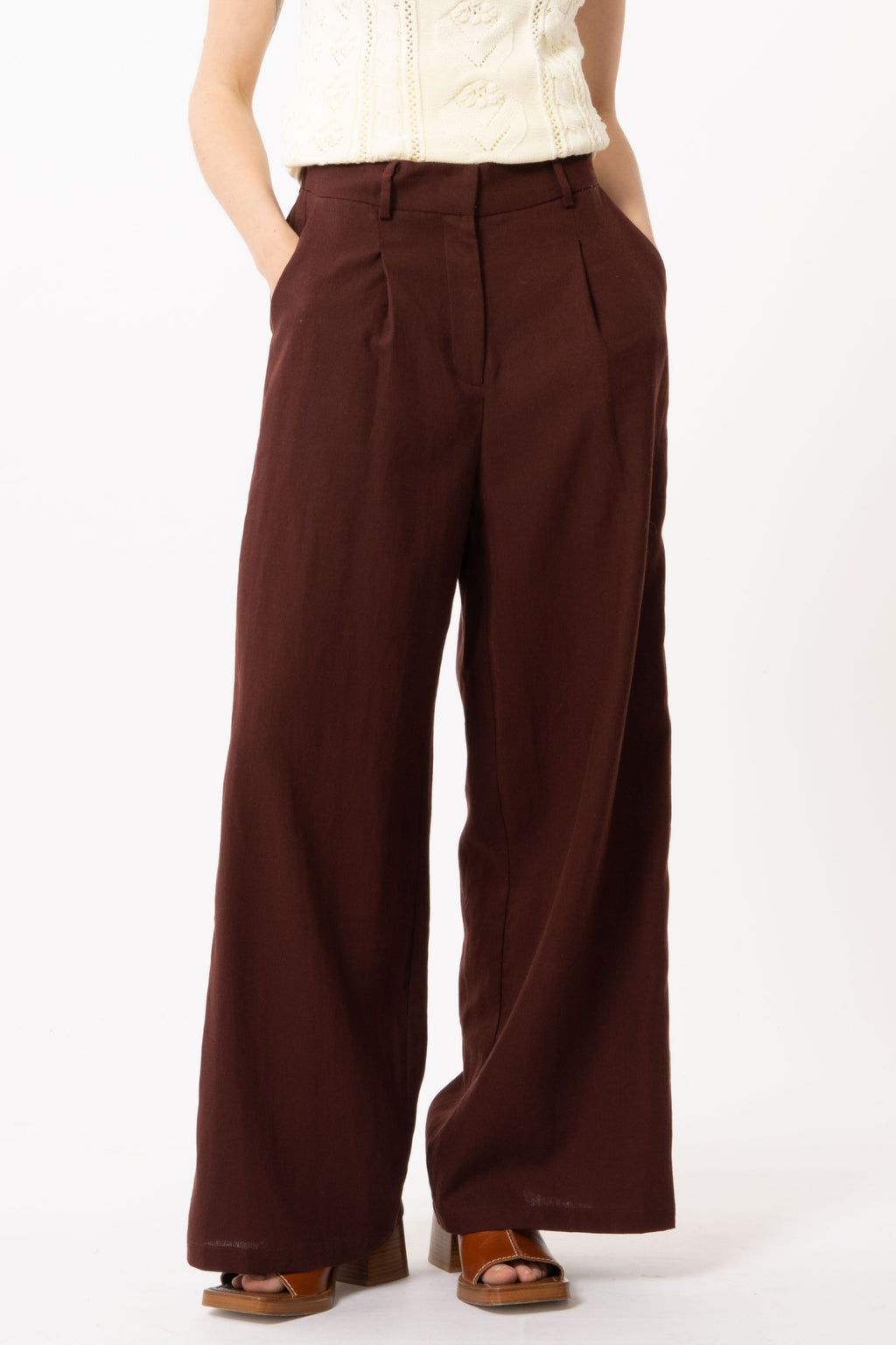 Quince Stretch Cotton Twill Wide-Leg Crop Pant Rust Brown High Rise Size 27  - $45 - From Abbey