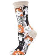 Load image into Gallery viewer, Women&#39;s Multi Cat Bamboo Crew Socks
