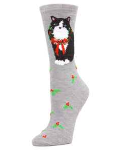 Women's Cat Wreath Crew Socks