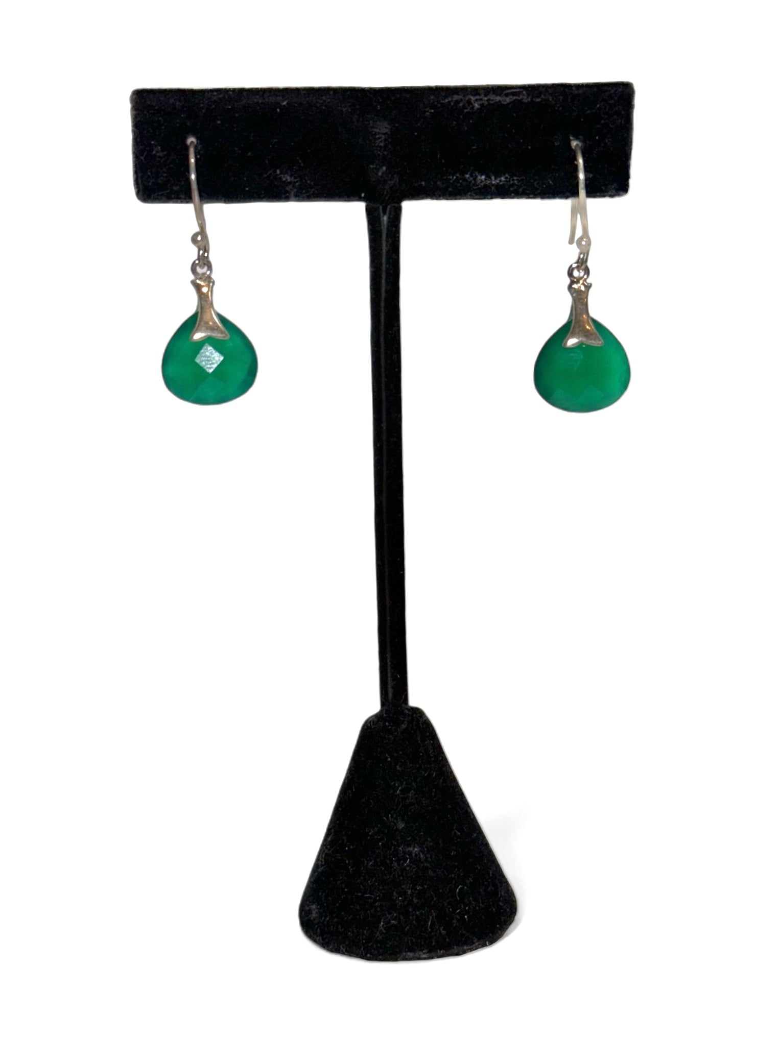 Green Onyx Sterling Silver  Drop Earrings