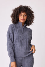 Load image into Gallery viewer, Chenille Cozy Cable Quarter Zip Sweater
