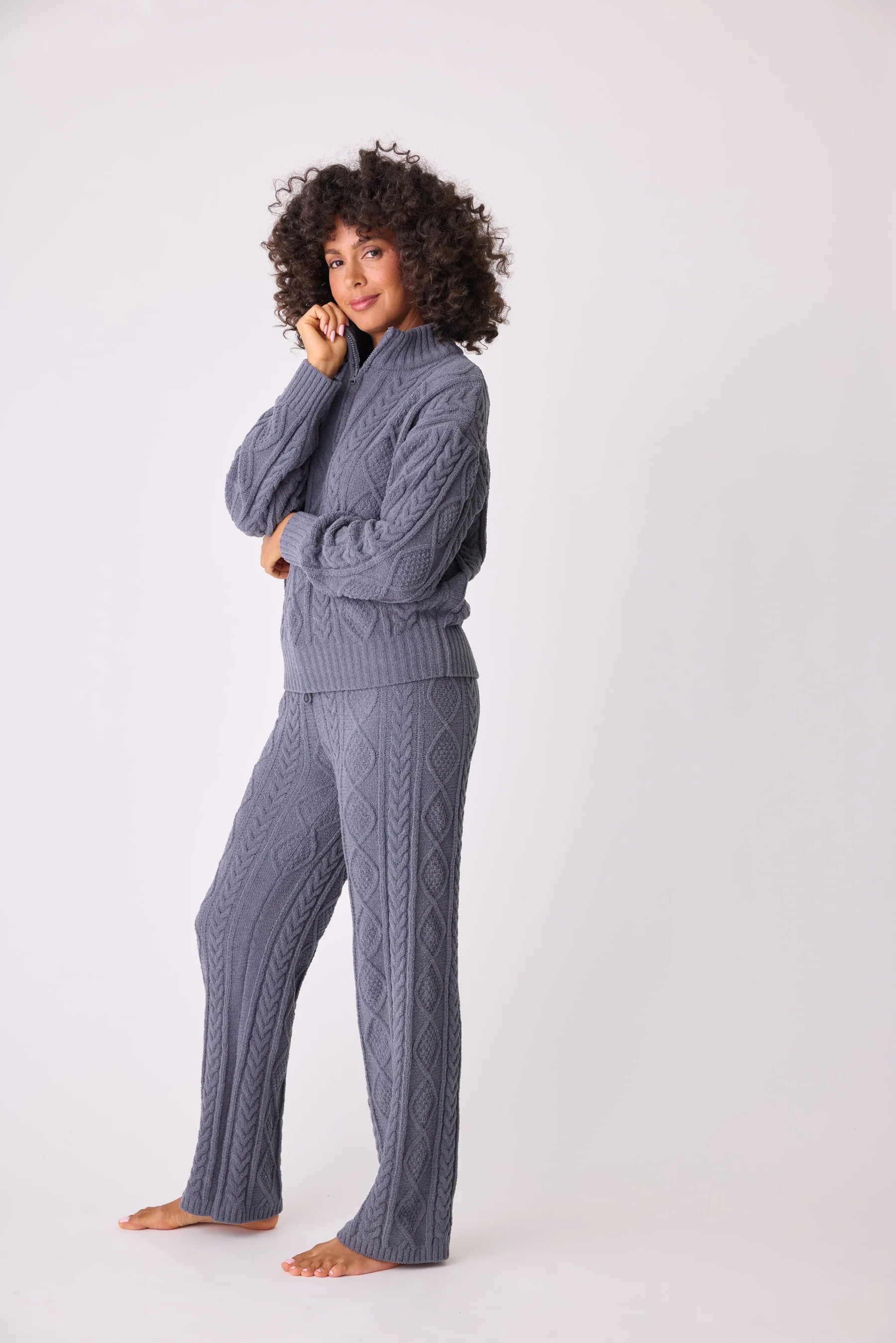 Chenille Cozy Cable Quarter Zip Sweater