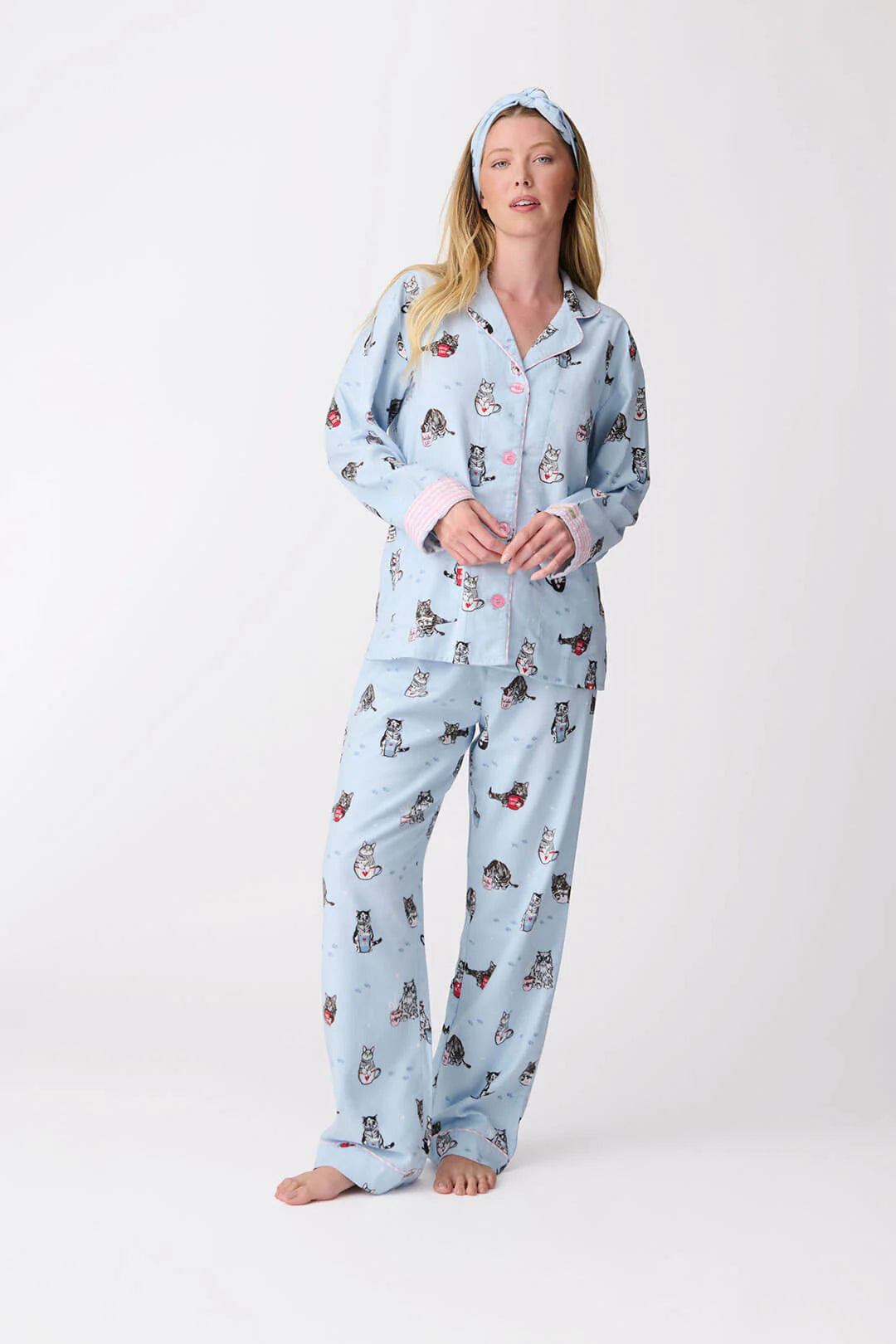 Flannel Pajama Sets - Coffee & Cat Naps