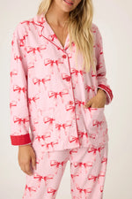 Load image into Gallery viewer, Ribbons and Bows Flannel Pajama Set
