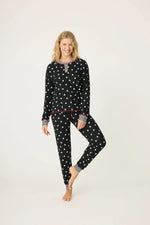 Load image into Gallery viewer, Tiny Hearts Waffle Thermal Ski Jammies PJ Set
