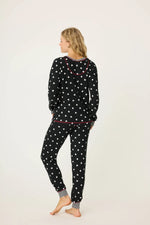 Load image into Gallery viewer, Tiny Hearts Waffle Thermal Ski Jammies PJ Set
