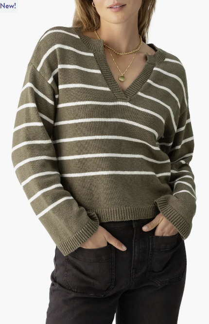 Chill Vibes Sweater - Burnt Olive Stripe