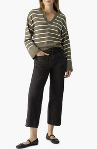 Chill Vibes Sweater - Burnt Olive Stripe