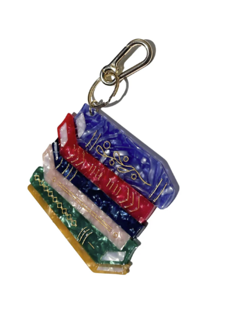 Hand-painted Book Stack Keychain | Eco-Friendly