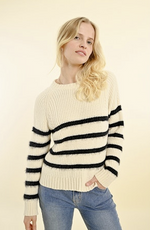 Load image into Gallery viewer, Belle Stripped Combo Knit Sweater
