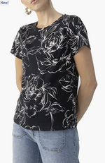 Load image into Gallery viewer, The Perfect Tee - Rose Stencil Black
