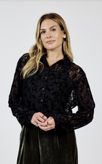 Load image into Gallery viewer, At Dusk Velvet Lace Shirt
