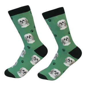 Shi Tzu Tan & White Socks - Unisex - Fun Novelty Dog Socks