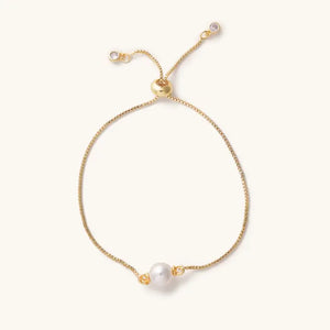 Presley Gold Slider Bracelets - Pearl